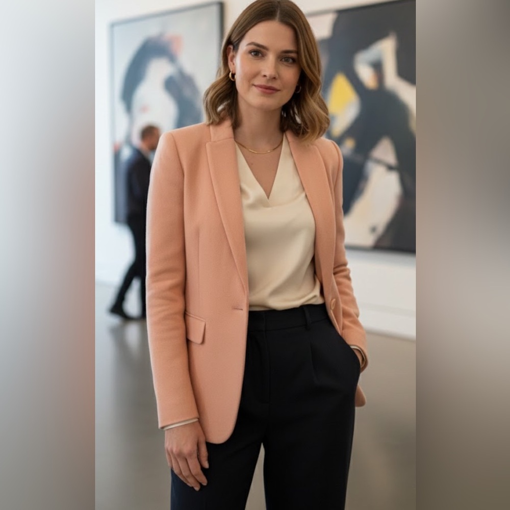 Stella McCartney Single Breasted Blush Pink Wool Blend Coat